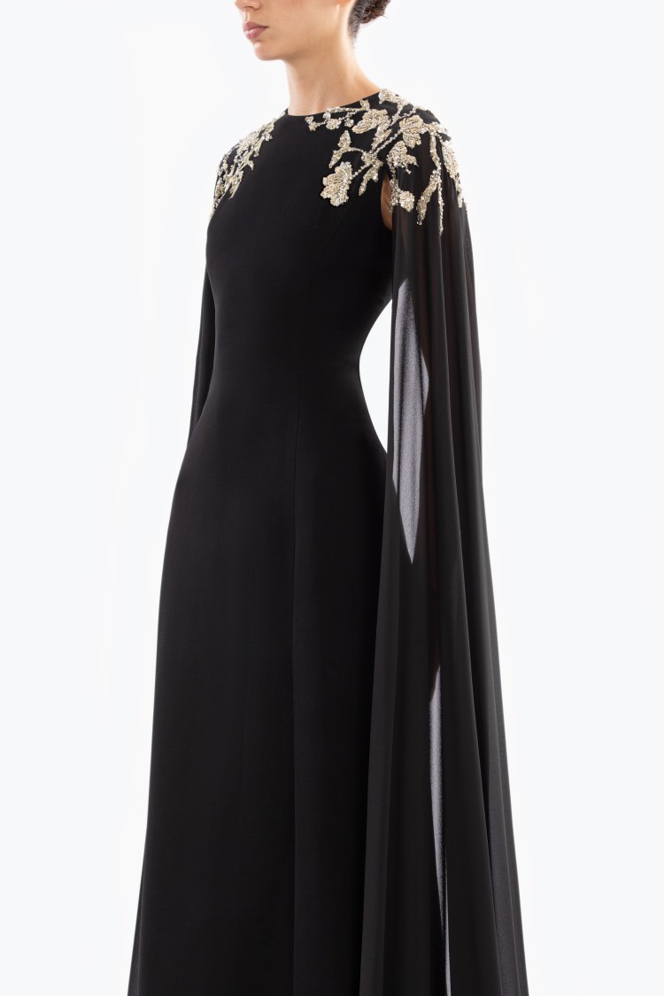Shop Saiid Kobeisy Embellished Crepe Kaftan