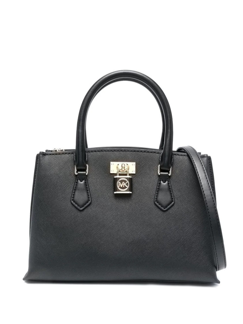 トートバッグ Michael Kors Structured Black Cow Leather Small Satchel Michael Kors Structured Black Cow Leather Small Satchel Tote