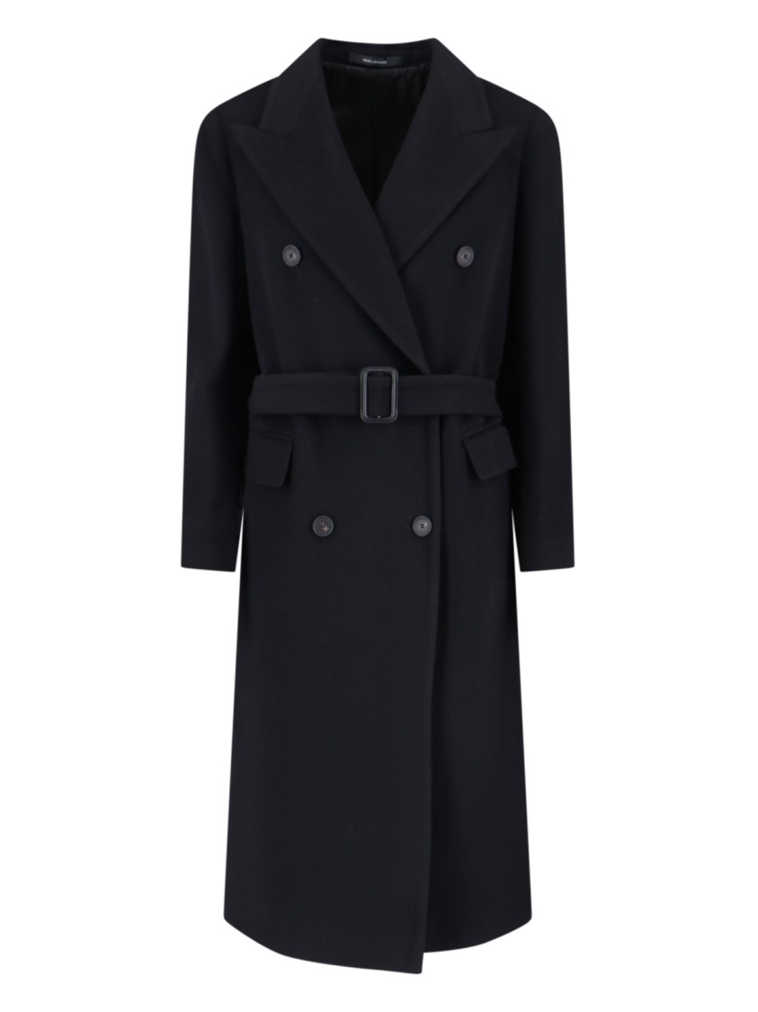 Tagliatore Structured Double-breasted Jacket With Flap Pockets In Black