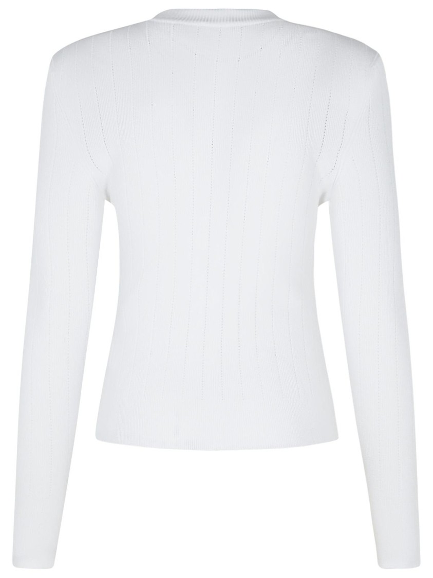 Shop Balmain White Viscose Blend Sweater
