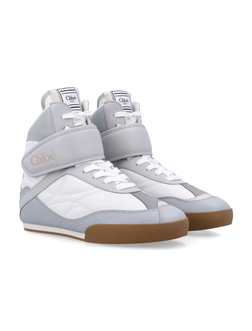 Chloé Almond Toe High-top Sneaker With Quilted Panels In Blue