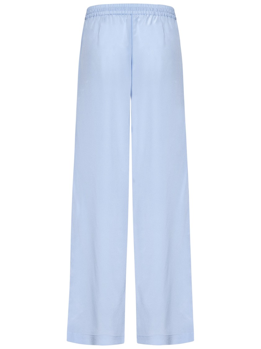 Shop P.a.r.o.s.h Parosh Wide-leg Clear Blue Silk Trousers