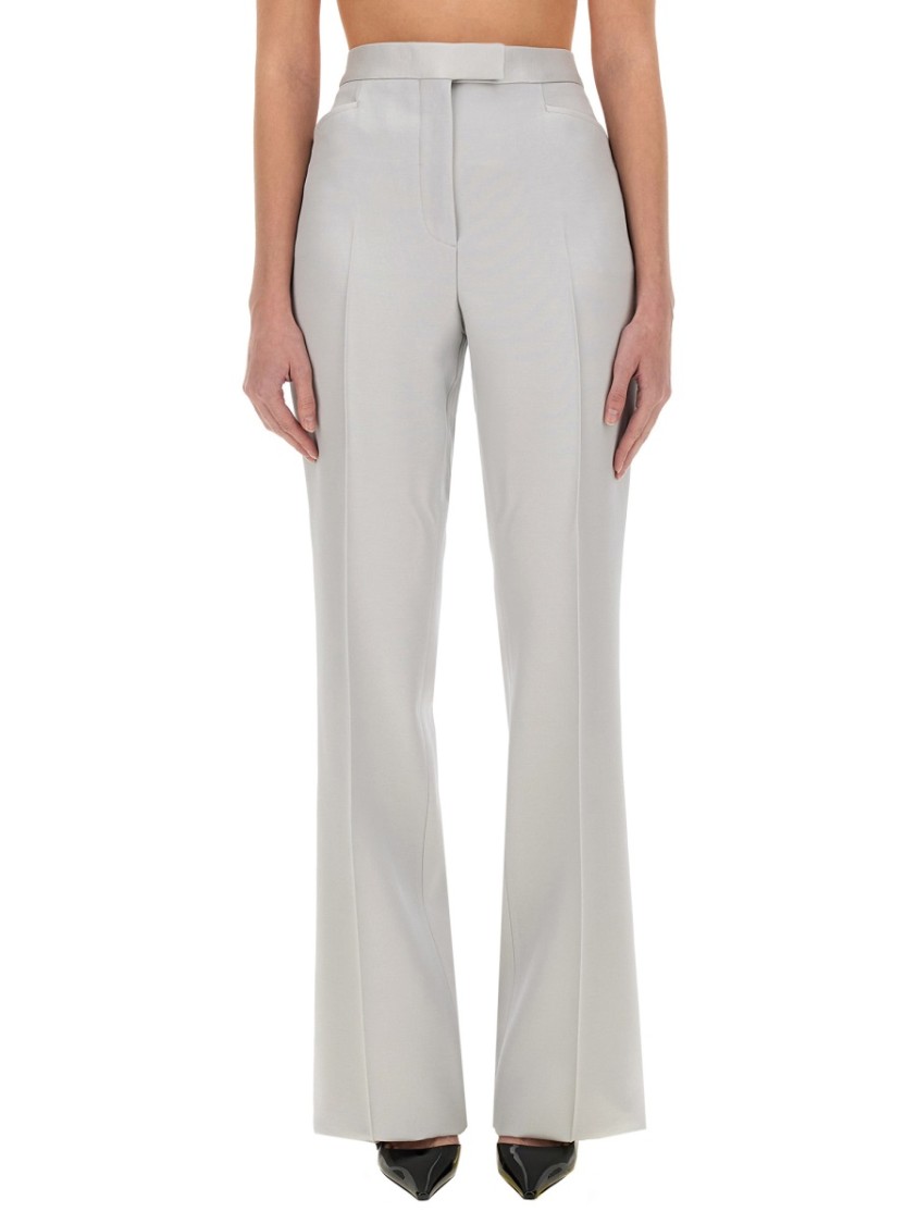 Tom Ford Lustrous Barathea Tailored Tuxedo Wide Leg Pants In Grey