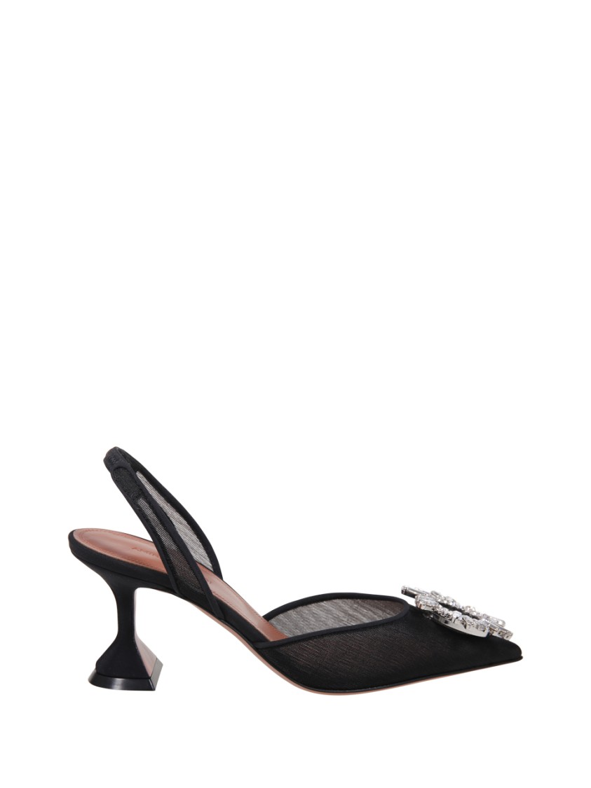 Amina Muaddi Begum 85mm Embellished Slingback Pumps In Black