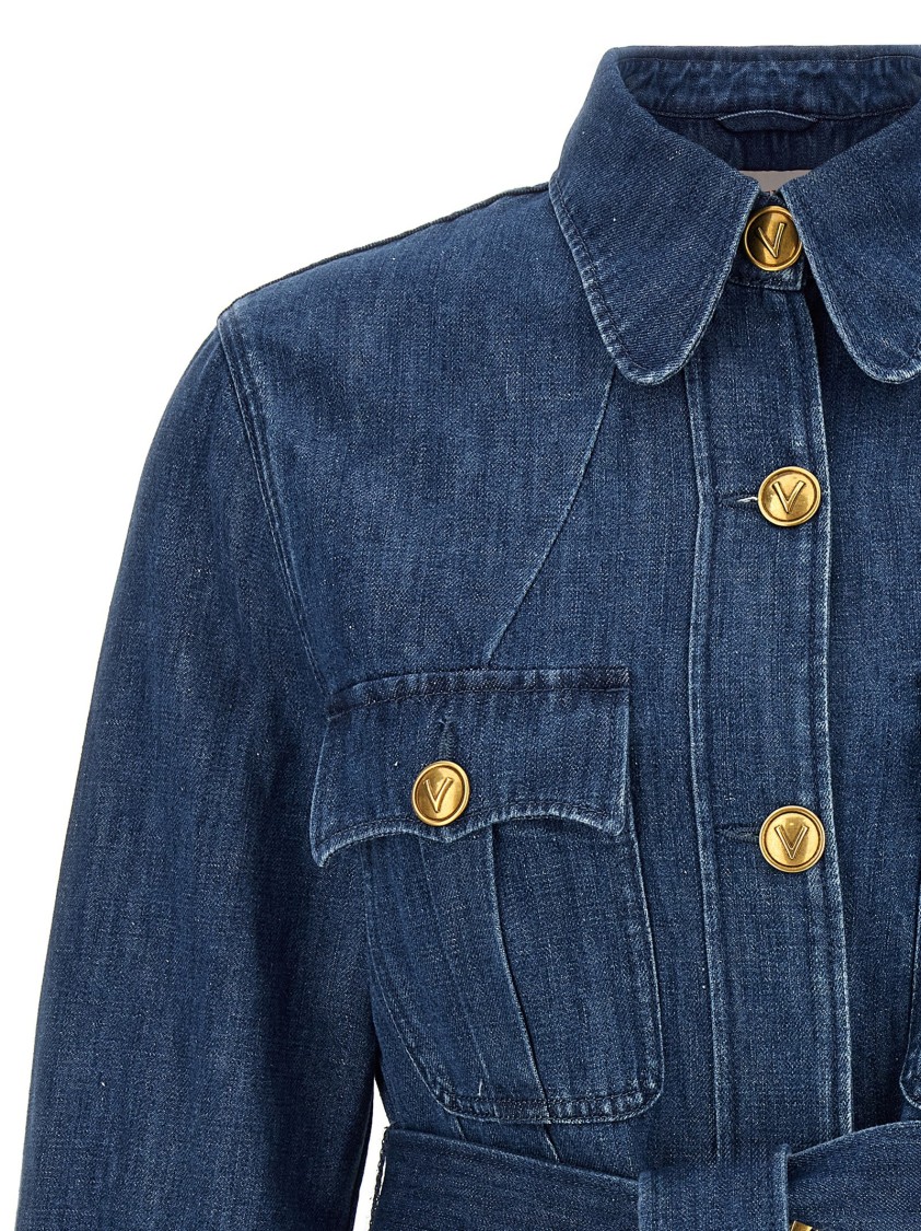 Valentino Denim Safari Jacket In Blue