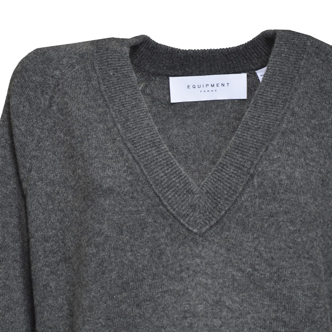 EQUIPMENT EQUIPMENT GREY CASHMERE V-NECK SWEATER