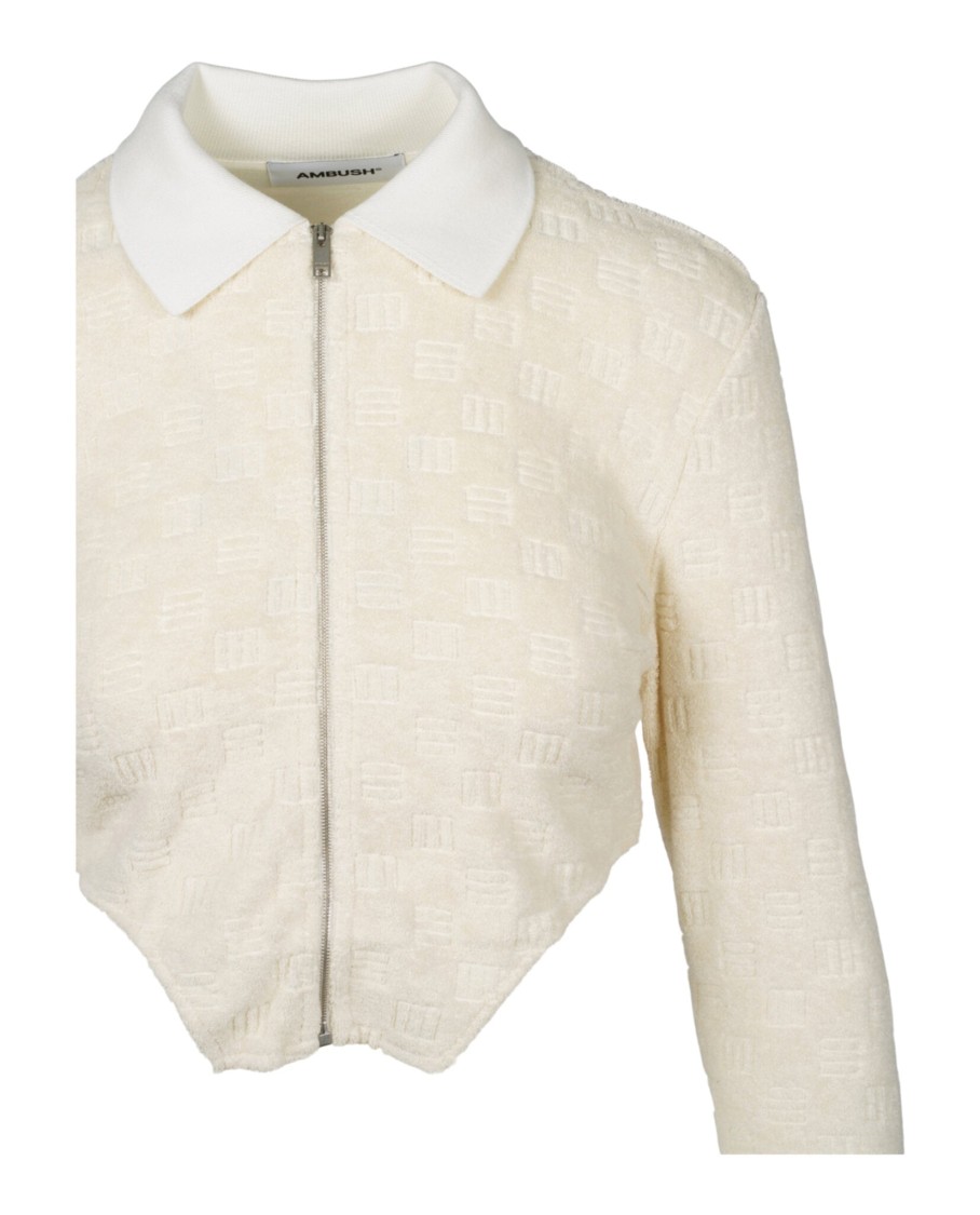 Ambush Monogram Jacquard Cropped Jacket In Brown