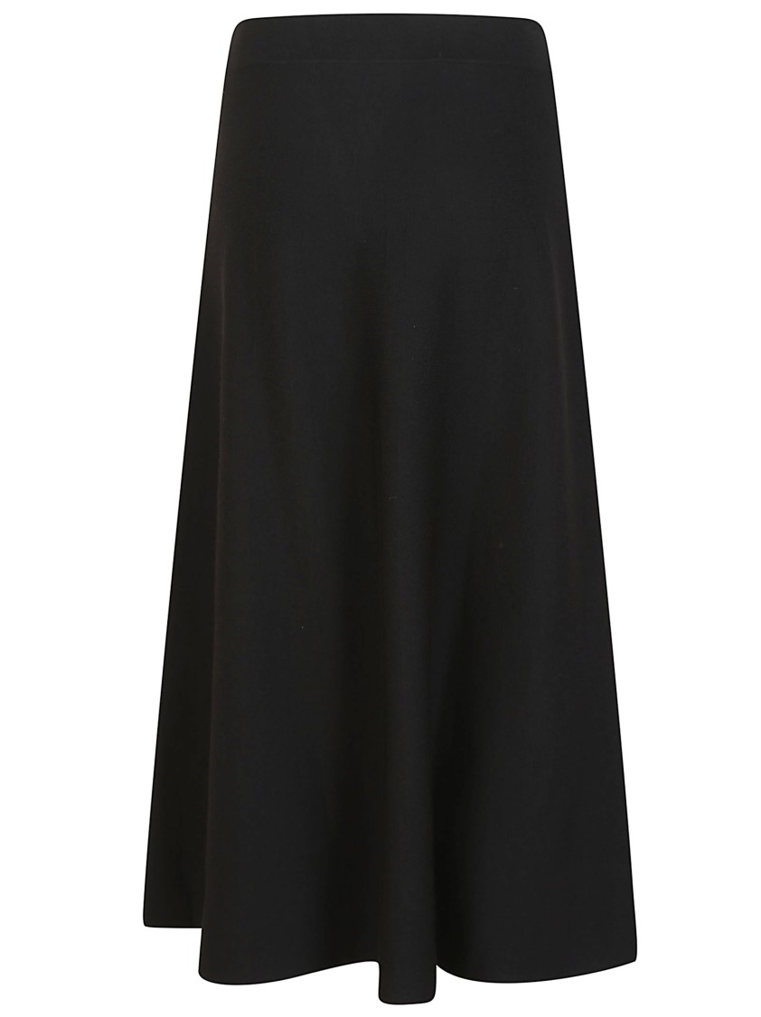 P.a.r.o.s.h . A-line Wool Blend Knit Skirt With Elastic Waist In Black