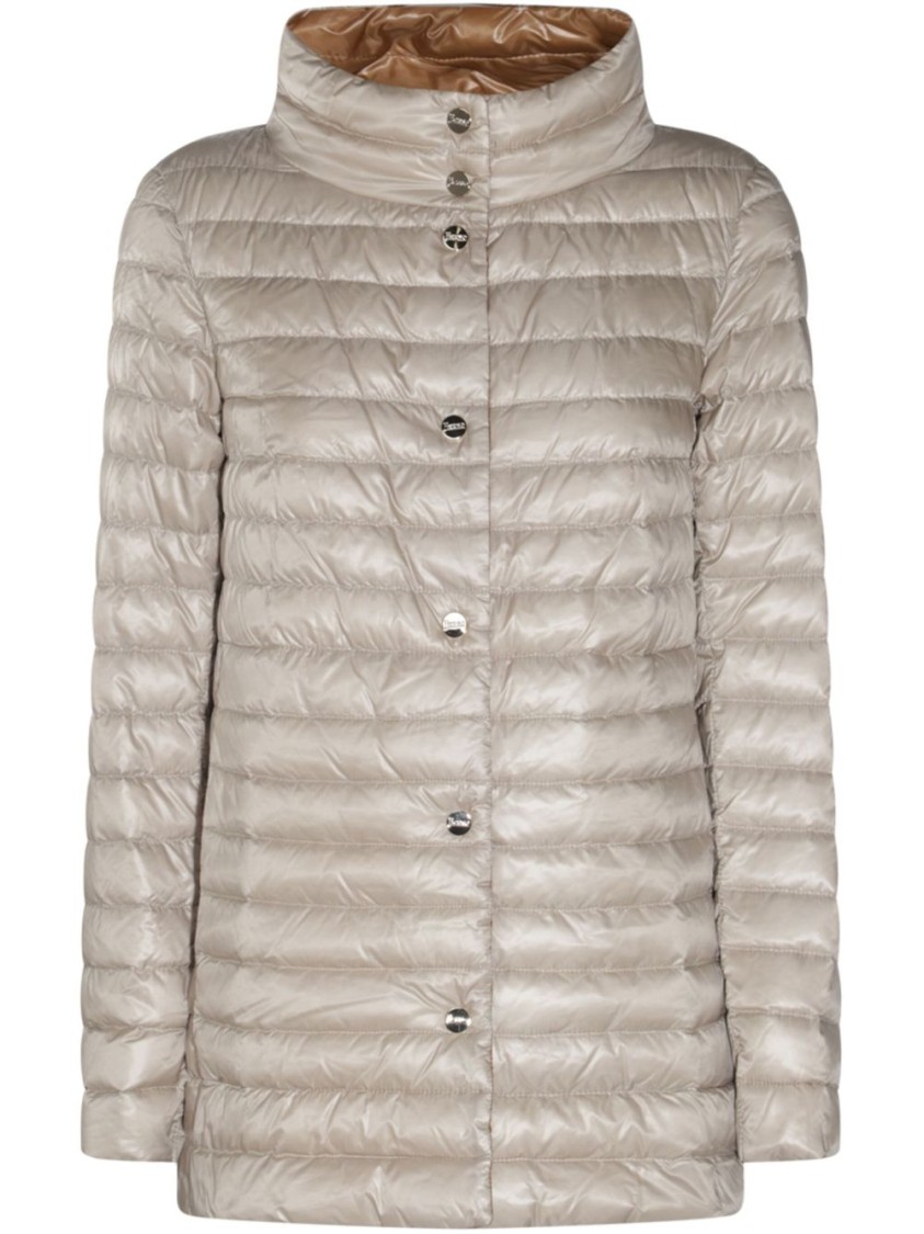 Herno Sand-colored Padded Jacket With High Collar