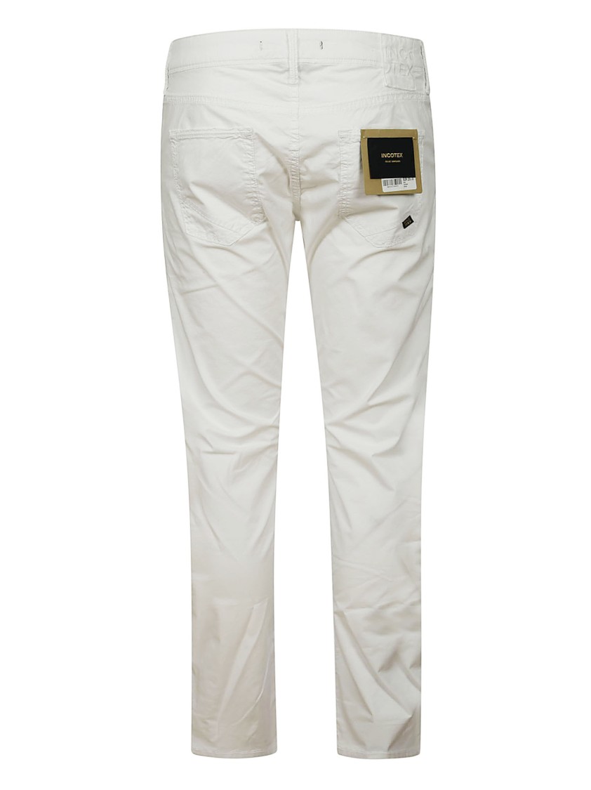 Incotex Refined White Trousers With Practical Pockets In White