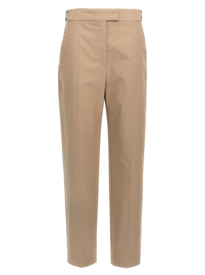 Brunello Cucinelli Cotton Trousers With Pockets And Belt Loops In Nude