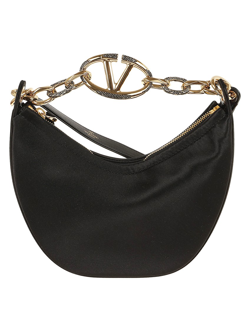 Valentino Mini Hobo Vlogo Moon Bag In Satin