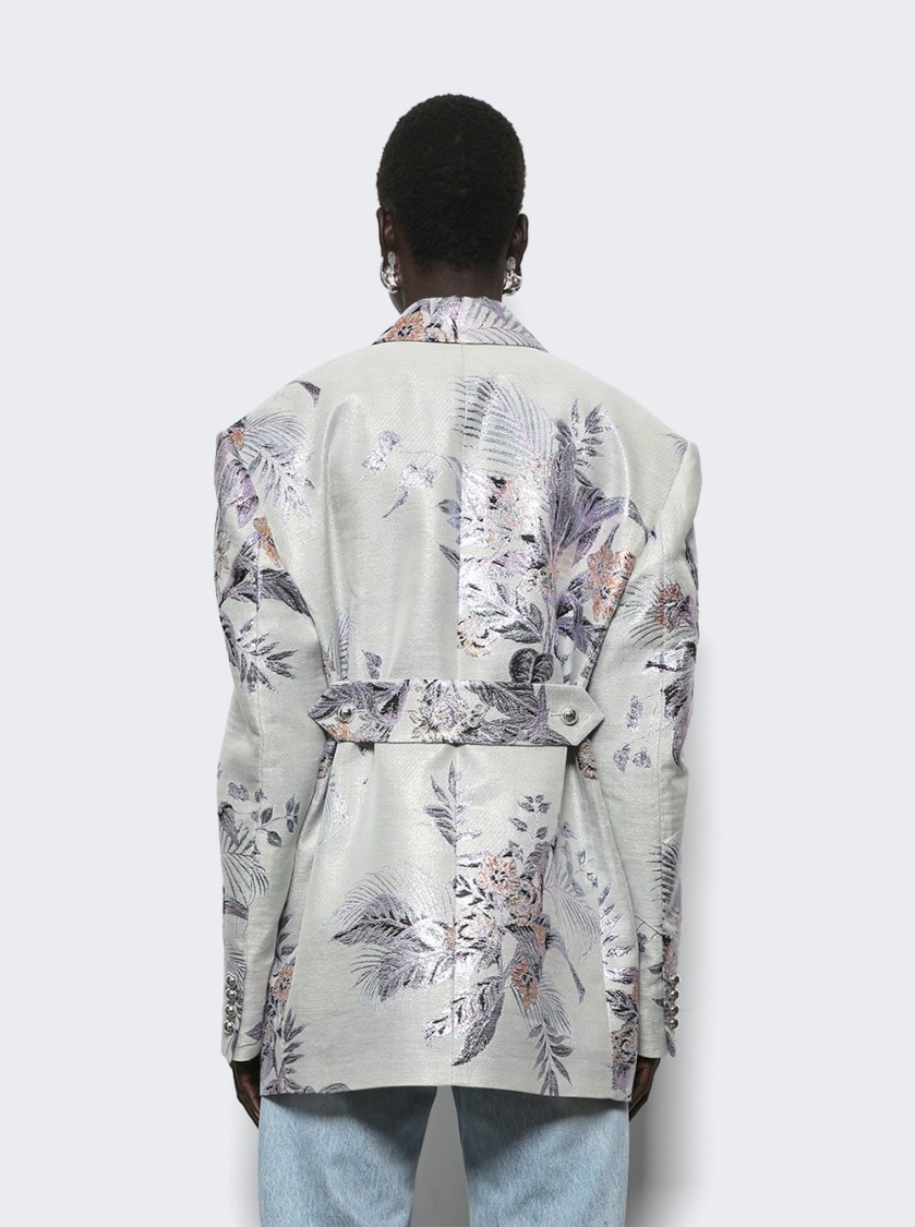 Rabanne Metallic Floral Brocade Blazer Hawaii And Green