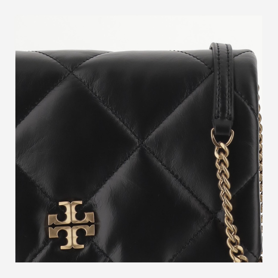 Tory Burch Kira Leather Bag With Crystals Logo In Black