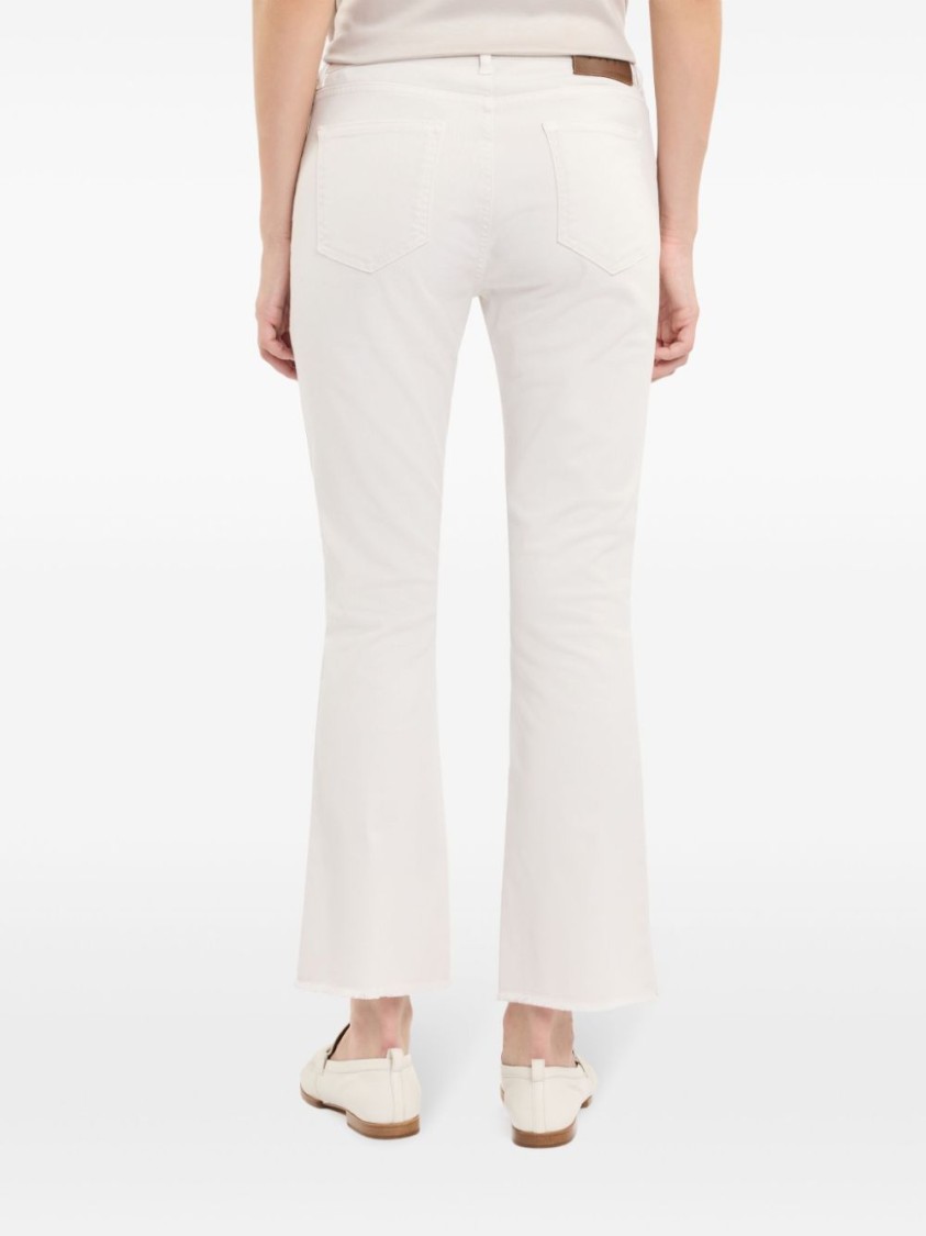 Fay Straight-leg Beige Pants With Flared Hem In White