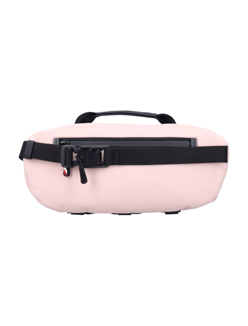 Moncler Durable Nylon Belt Bag With Magnetic Buckle In Pink