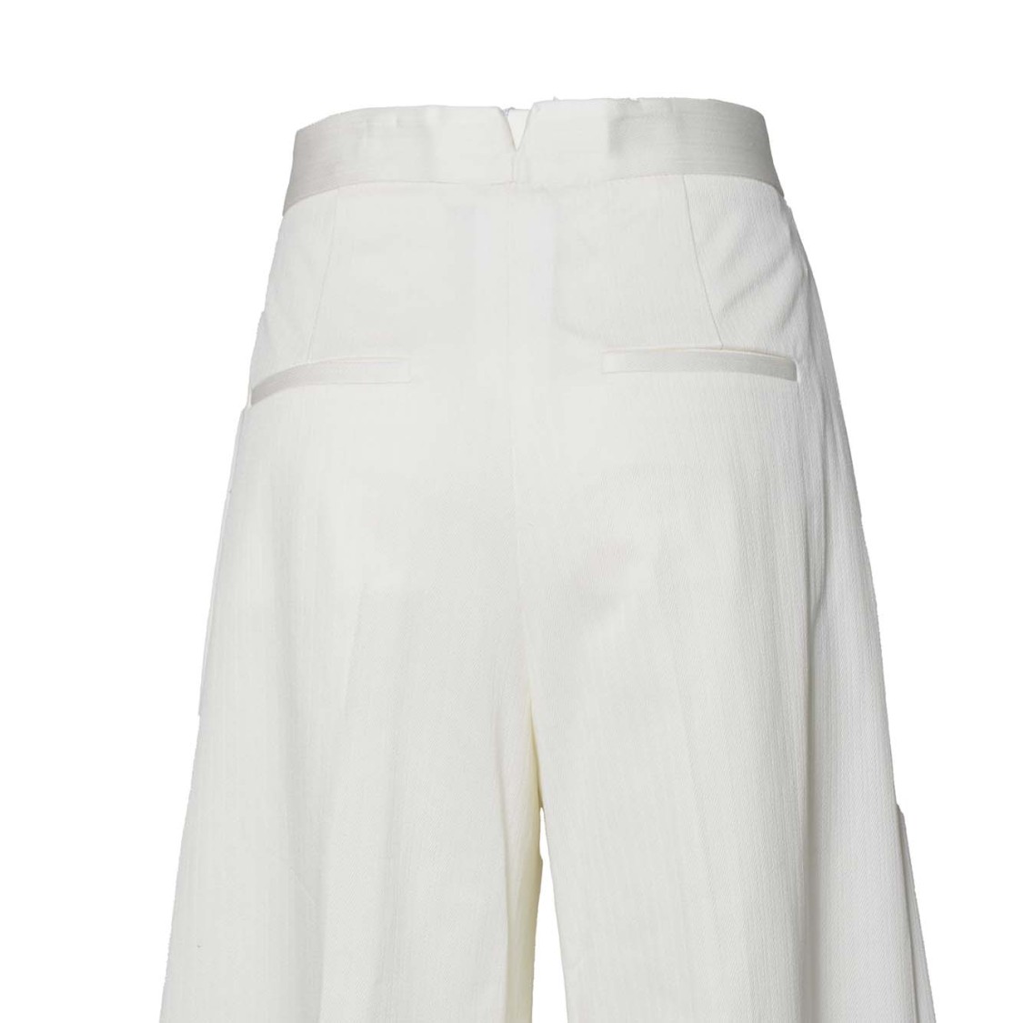 Max Mara Chenzia Wide Trousers In White Pinstriped Jacquard Cotton In White
