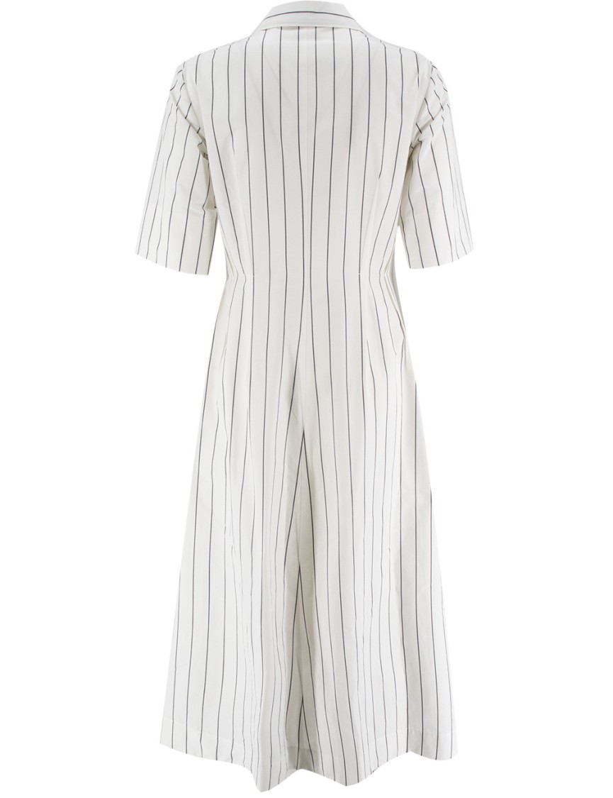 Antonelli Button-fastening Striped Midi Dress With Short Sleeves