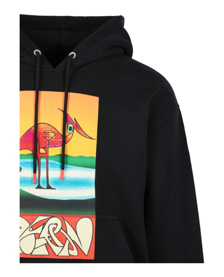 Heron Preston Heron Abstract Hoodie Man Sweatshirt Multicolored Size Xl Cotton In Black