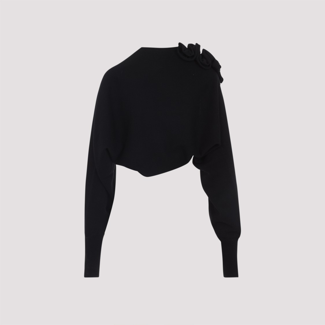 Alberta Ferretti Open Front Black Wool And Silk Cardigan In Black