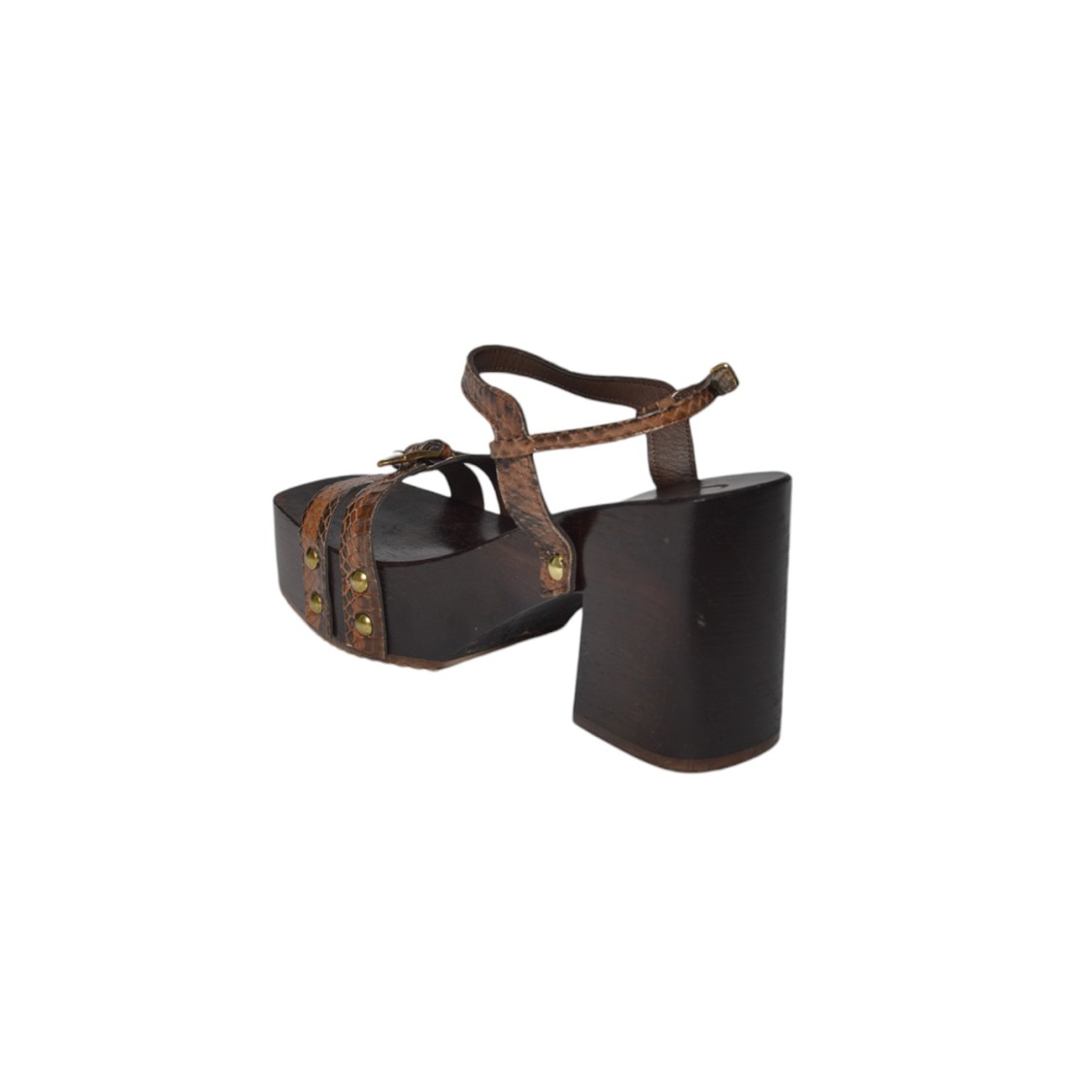 C LOVE C LOVE GIADA CLOGS IN BROWN LEATHER AND LEATHER
