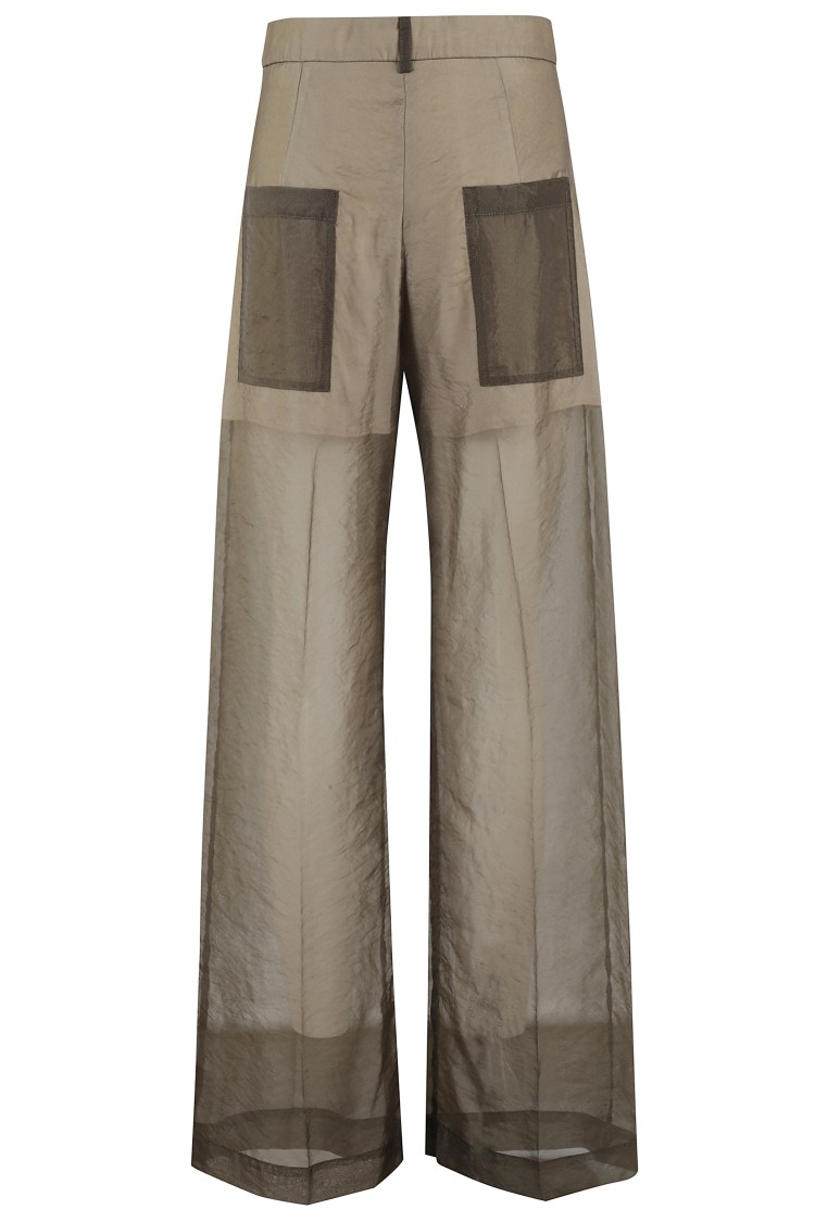 TELA TELA FLOWING GREEN TROUSERS WITH SHEER OVERLAY