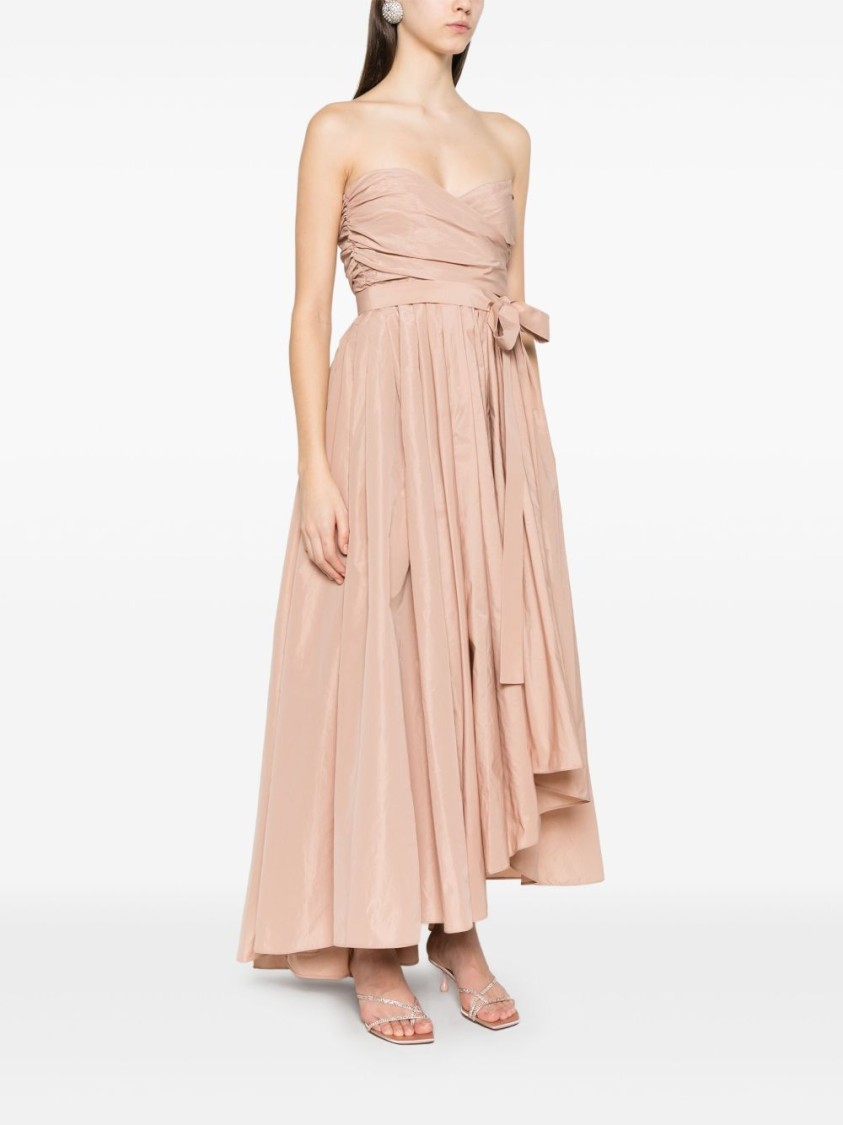 Shop Pinko Strapless Salmon Pink Evening Dress