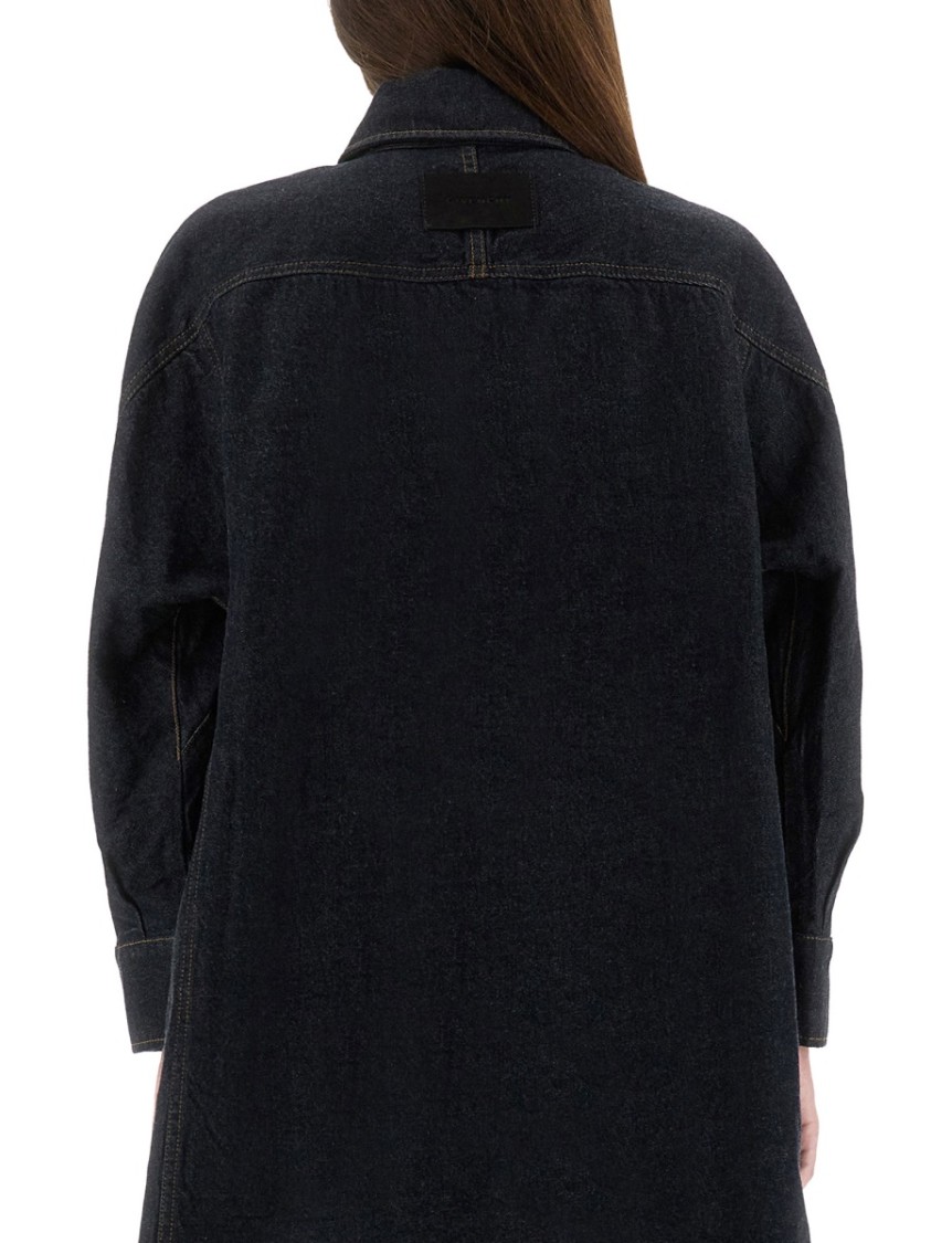 Givenchy Collared Neck Structured Long Sleeves Top In Blue