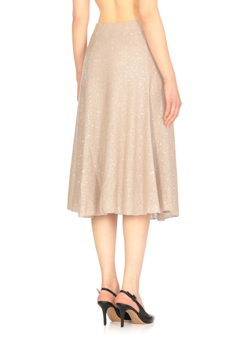 Brunello Cucinelli Beige Linen Cashmere Silk Skirt