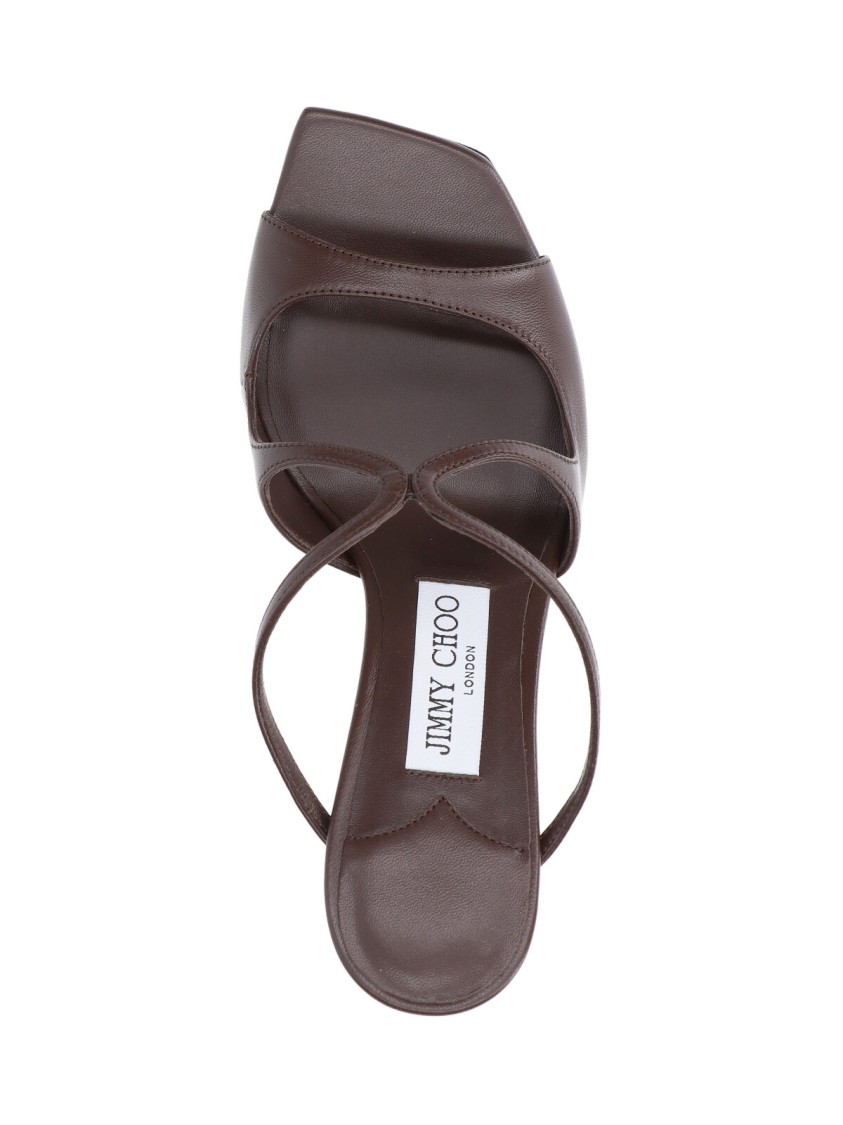 Jimmy Choo Anise 75 Leather Sandals In Brown