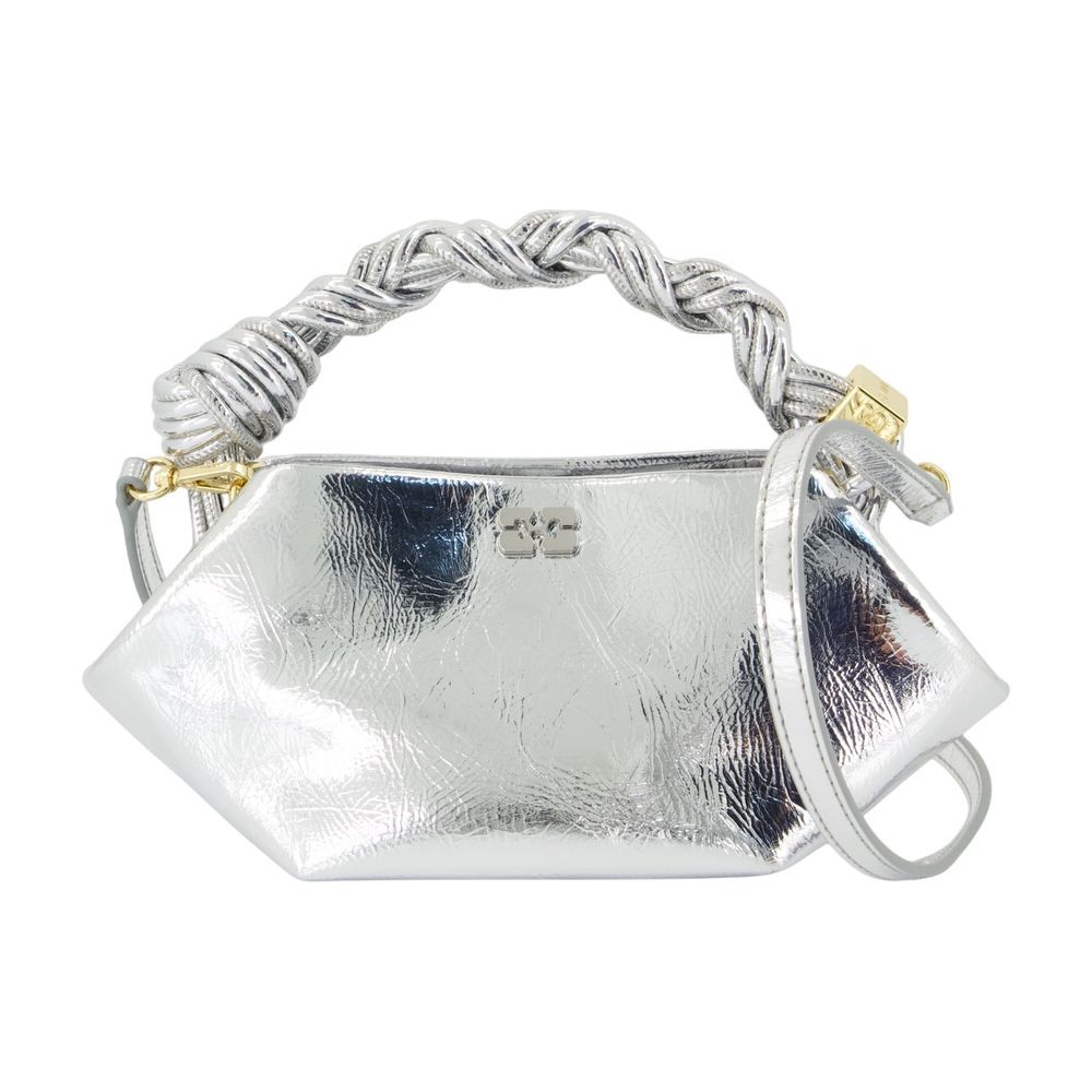 Ganni Bou Mini Crossbody - Leather - Silver In White