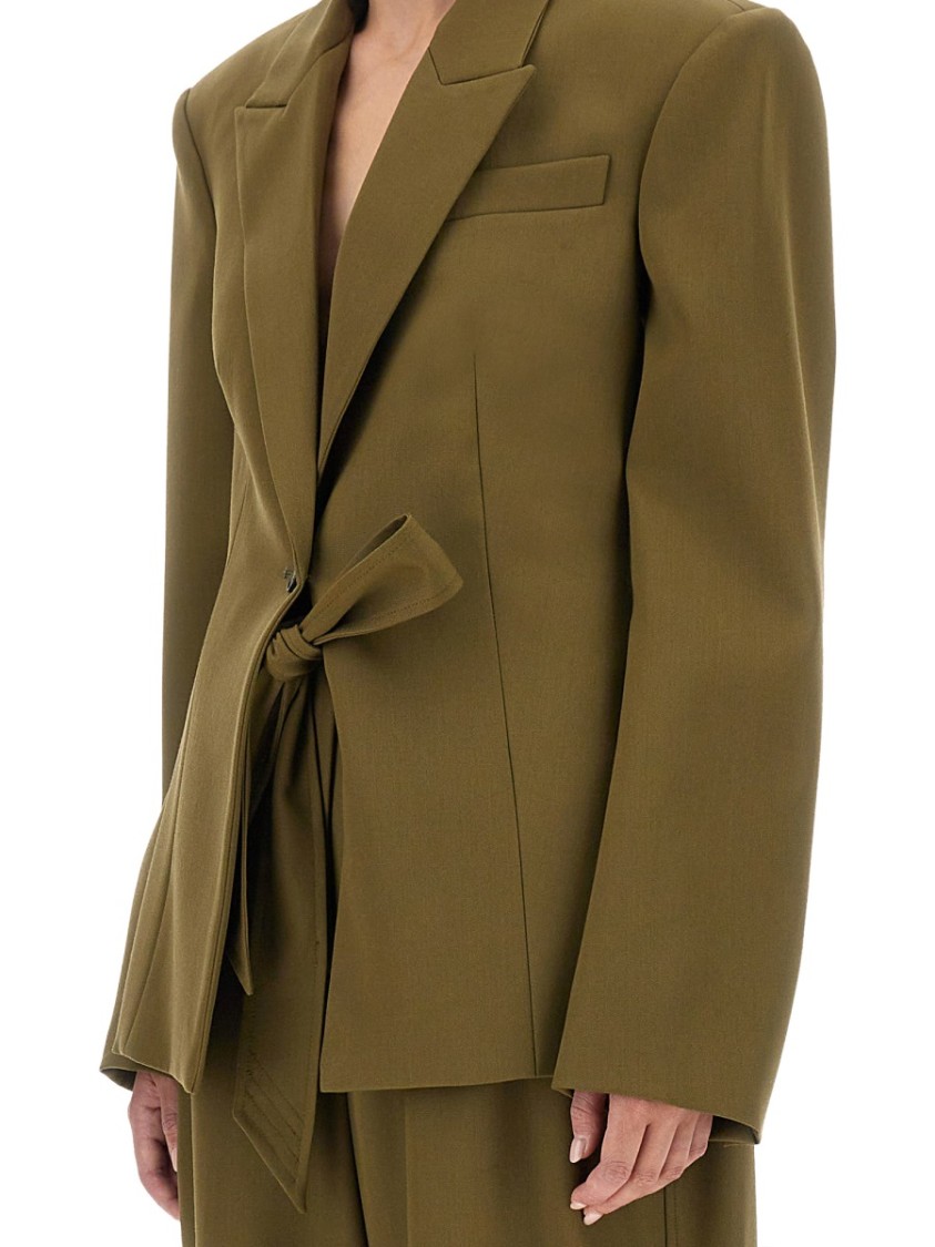 Attico Structured Jacket With Pockets And Lapels In Green