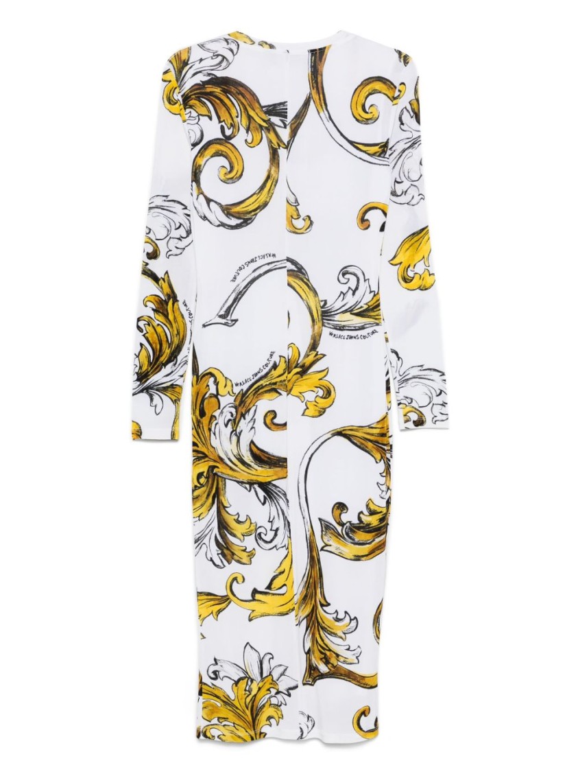 Versace Jeans Couture Midi Dress With Yellow And Black Print