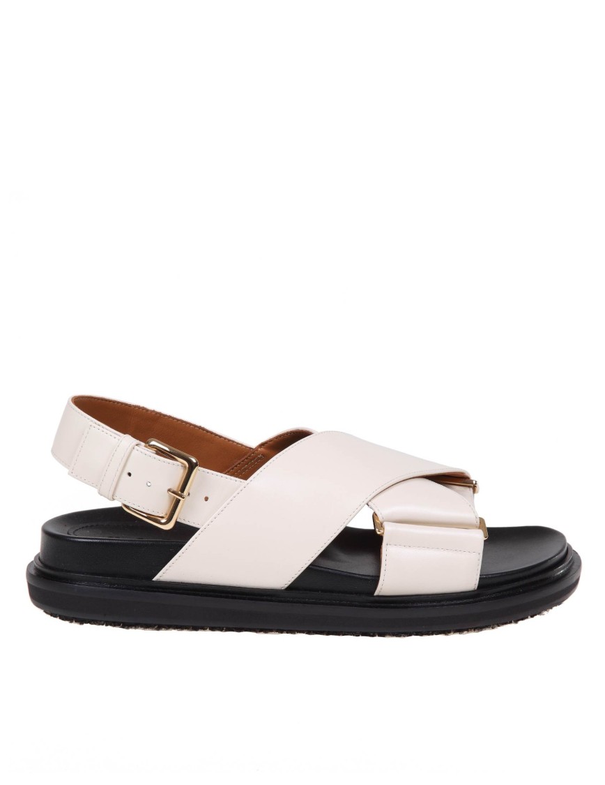 Shop Marni Fussbett Sandal In White Leather