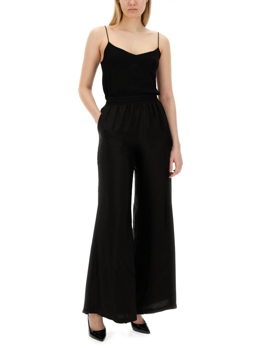 Fabiana Filippi Black Wide Leg Pants With Relaxed Fit And Elastic Waistband In Black