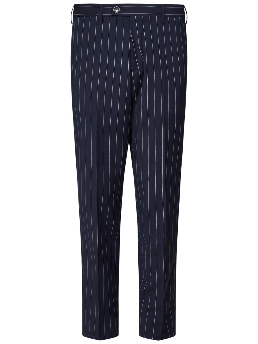 MICHAEL COAL MICHAEL COAL PINSTRIPED TAILORED TROUSERS IN WOOL BLEND CANVAS