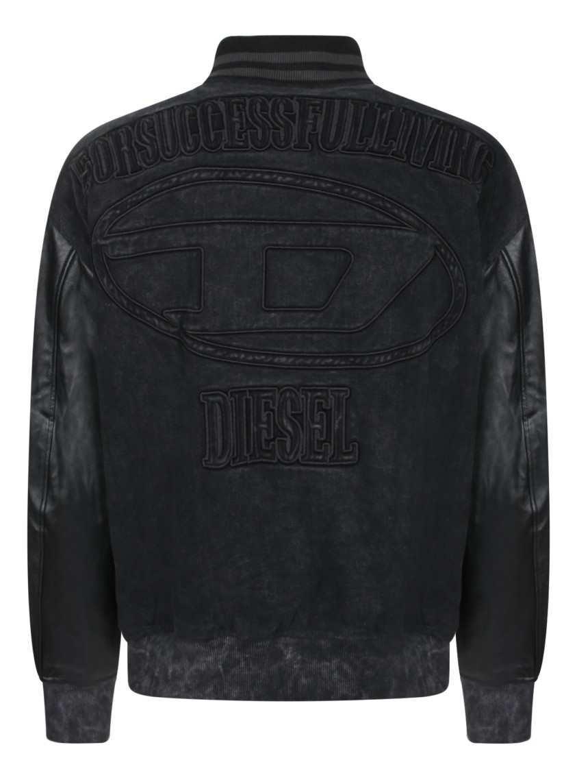 Diesel Black Leather Bomber Jacket