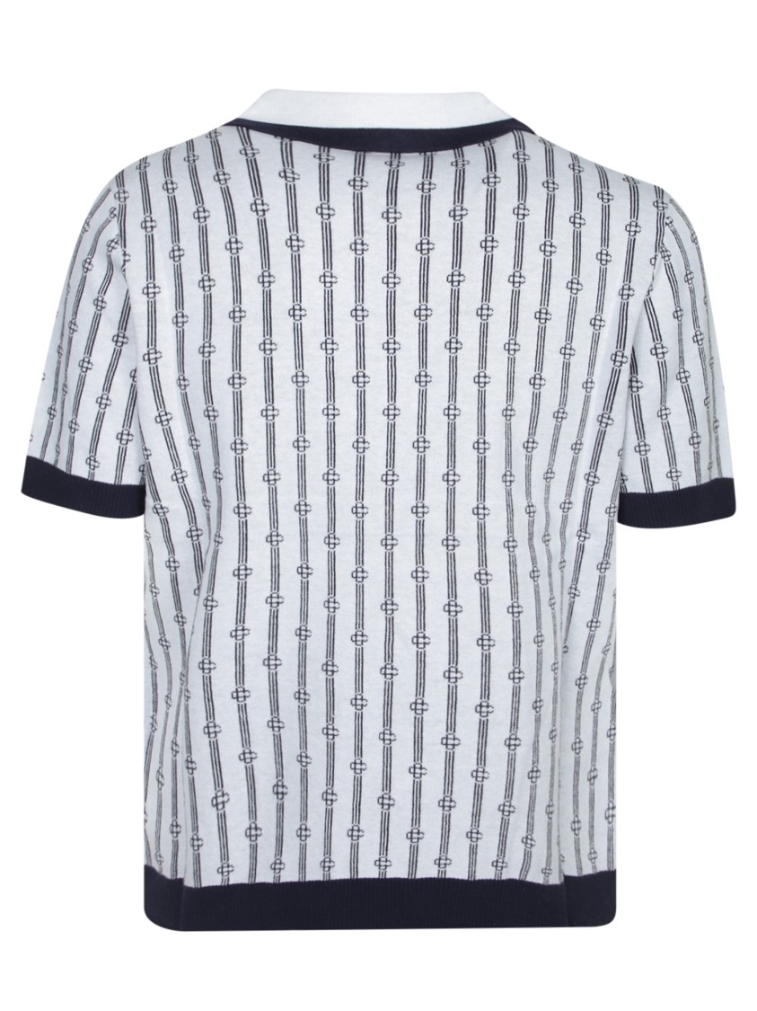 Casablanca White Polo With Classic Collar And All-over Logo Motif In Cotton Man