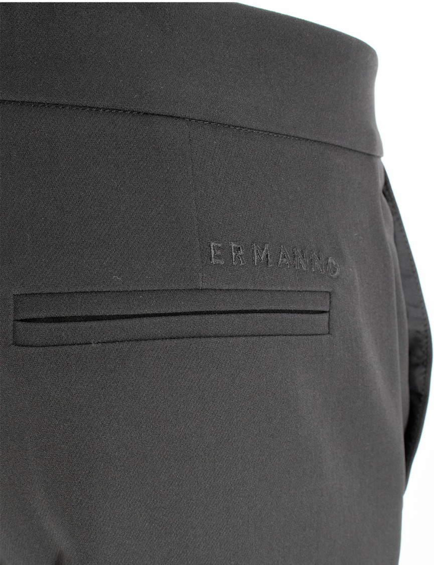 Ermanno Firenze Tailored Black Trousers With Wide Hem Lapels In Black
