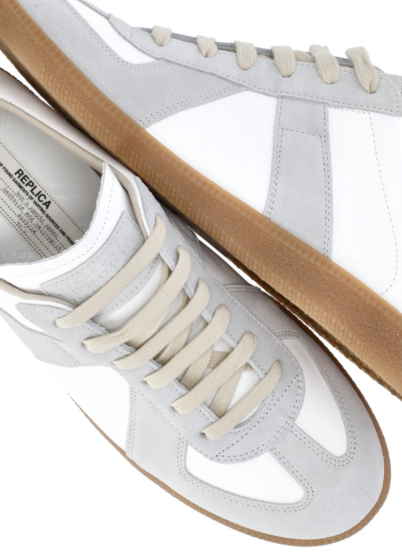 Shop Maison Margiela White Leather Replica Sneakers