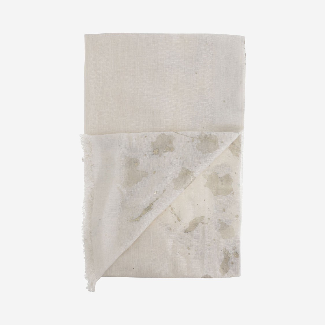 Faliero Sarti Ivory Silk And Linen Scarf With Fringed Edges In Neutrals