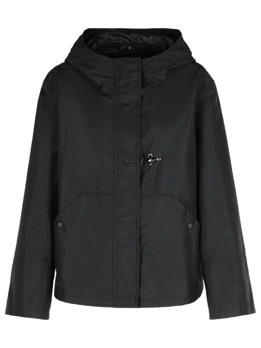 Fay Hooded Jacket Polyamide Front Pockets In Black