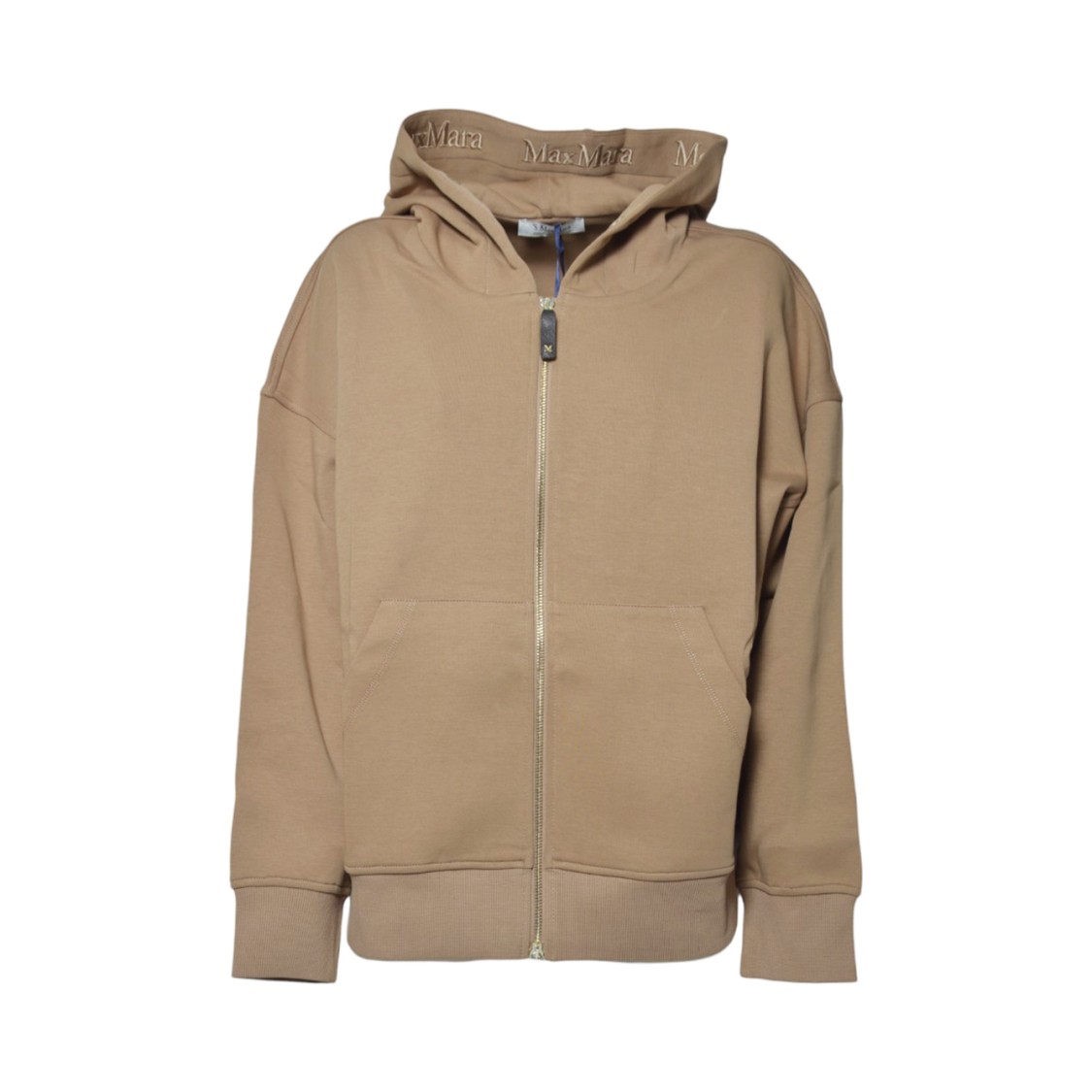 Max Mara Relaxed-fit Hoodie With Full Zip Closure And Subtle Logo In Brown