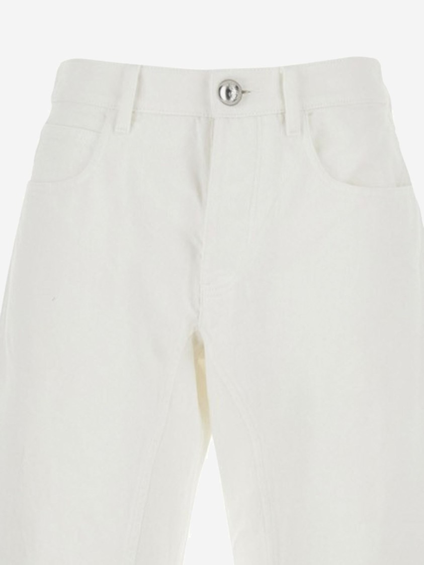 Jil Sander White Jeans With Logo Patch On The Rear And Fringed Hem In White