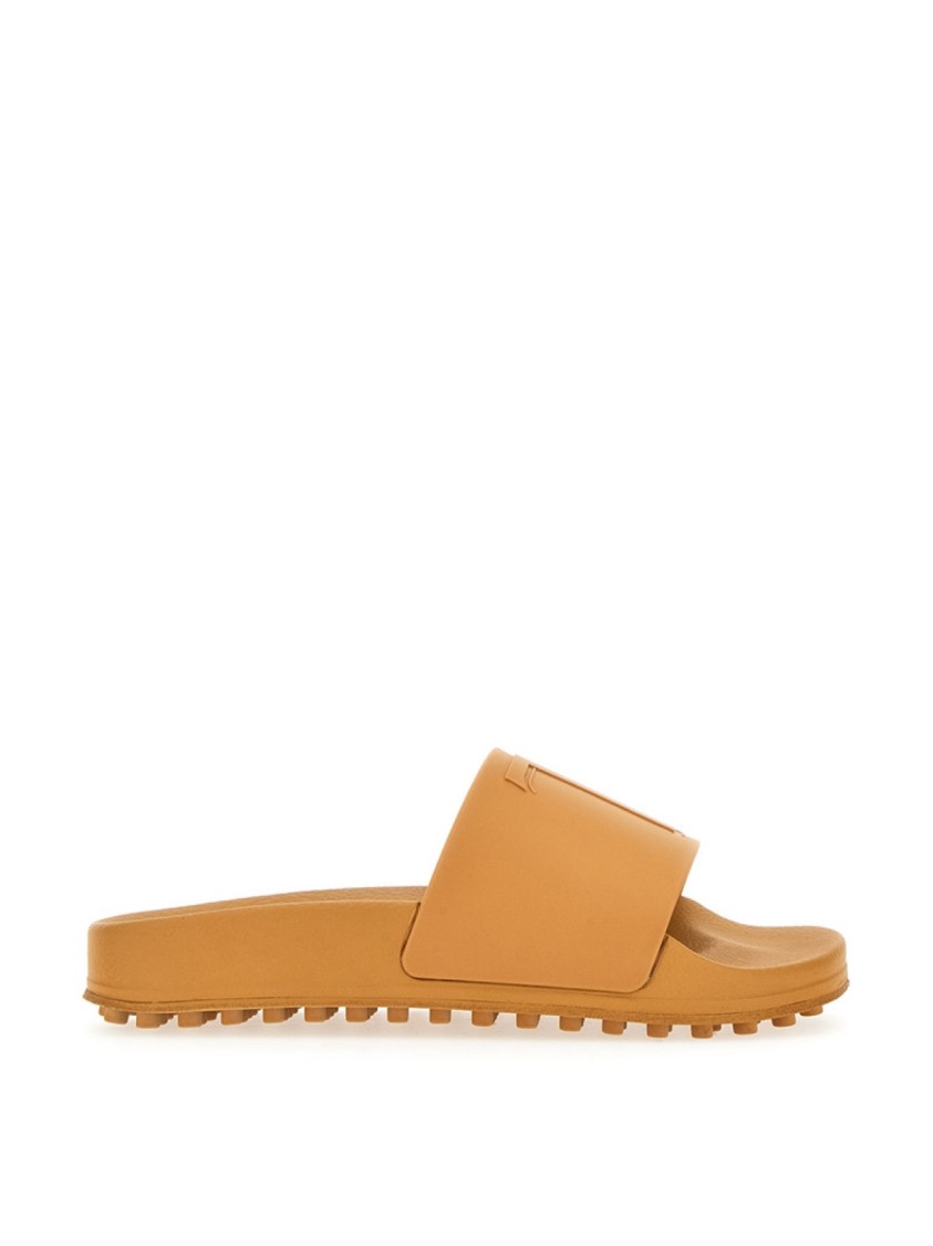 Tod's Monogram Logo Slides Sandals In Brown