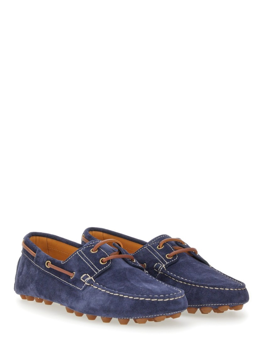 Tod's Classic Blue Calfskin Loafer In Grey