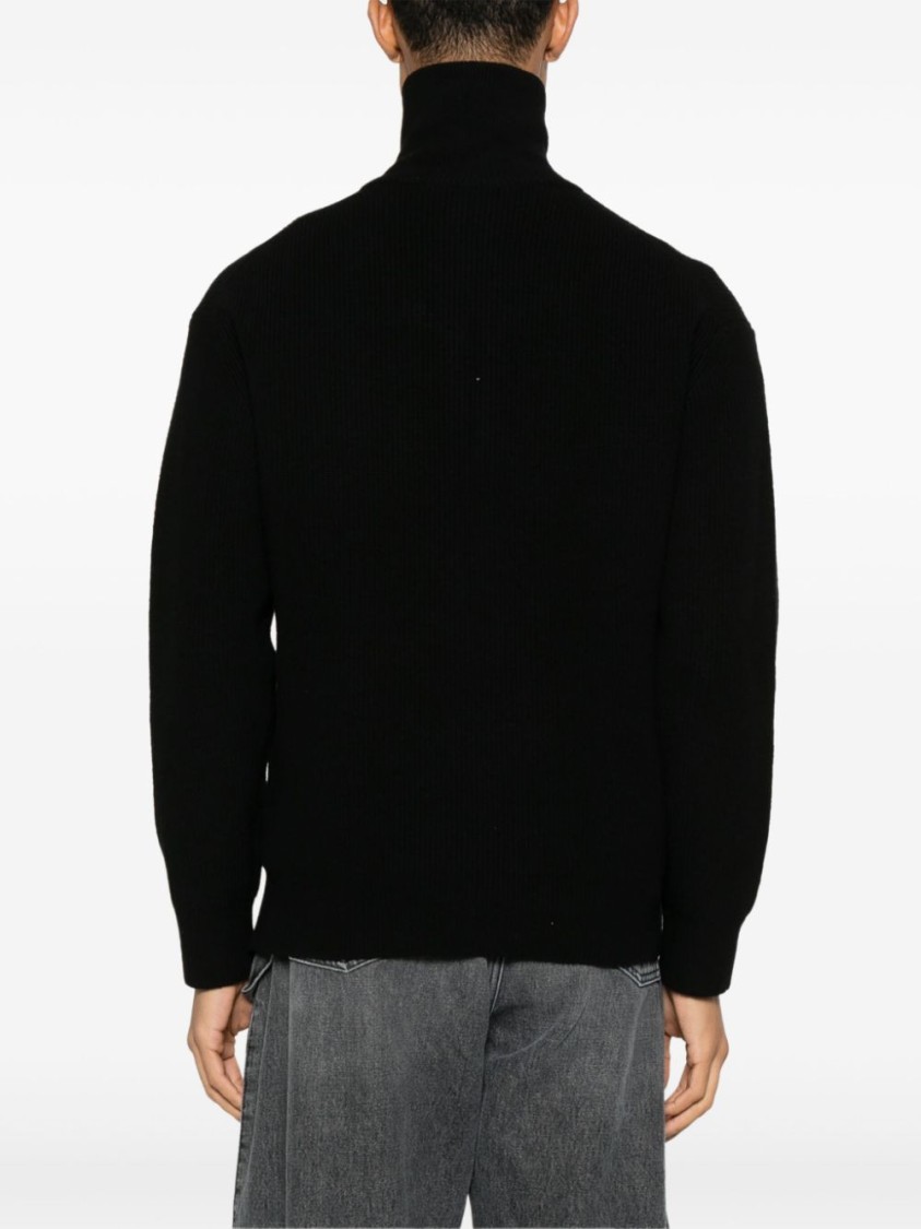 Jw Anderson J. W. Anderson High Neck Jacket With Distinctive Logo Print In Black