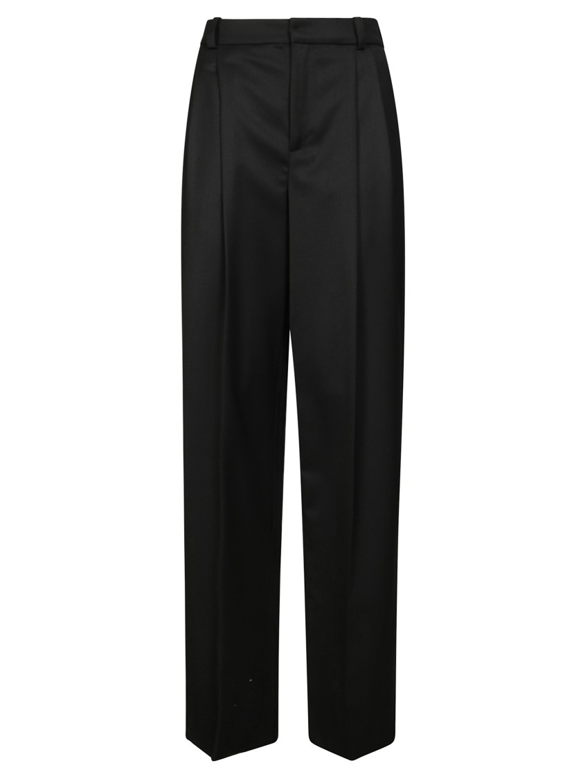 Elisabetta Franchi Tailored High-waist Trousers With Wide Legs In Black