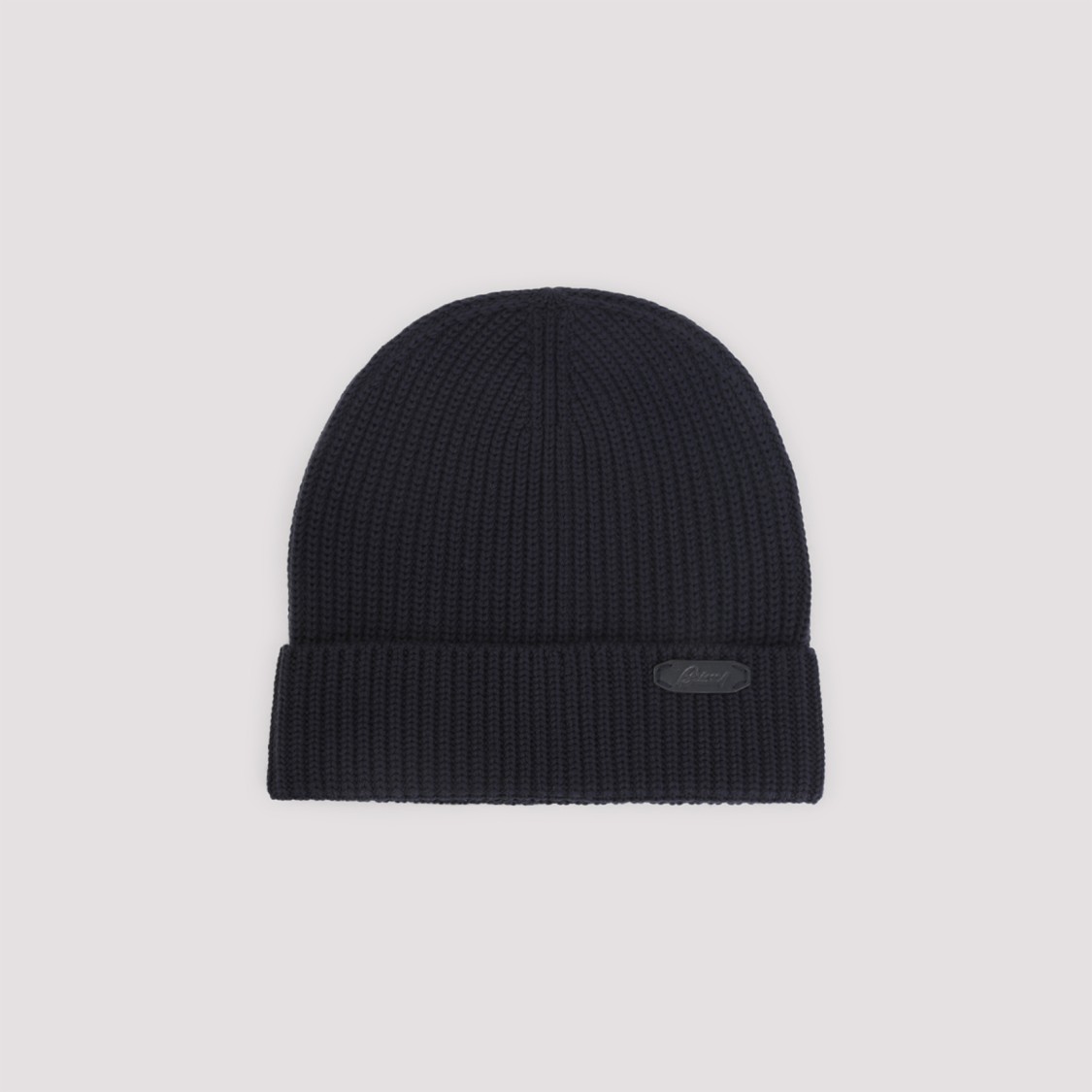 Brioni Ribbed Knit Beanie In Midnight Blue Wool