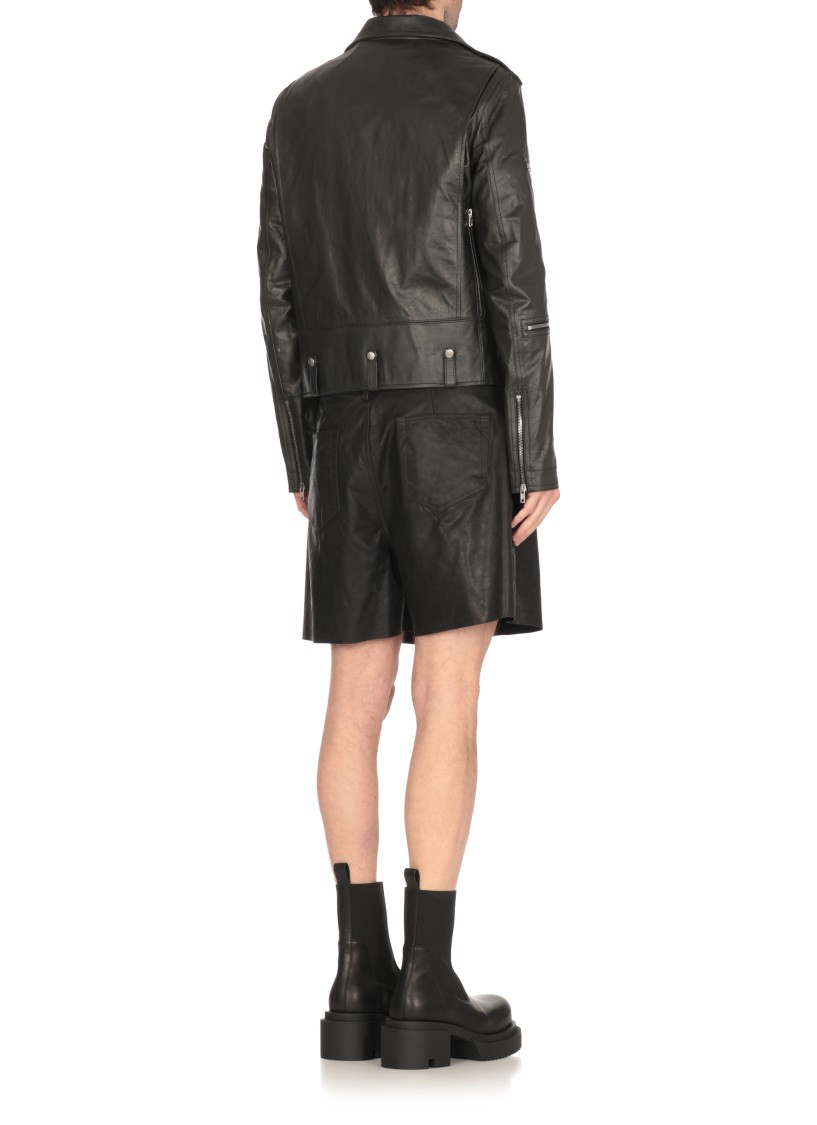Rick Owens Bauhaus Stooges Leather Jacket In Grey